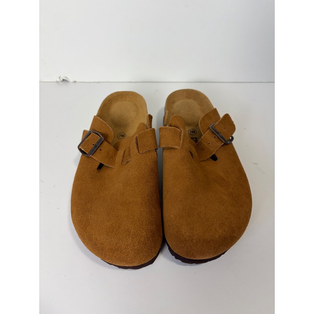 Cushionaire Lane Suede Cork Footbed Clogs Brown Mules 7M
